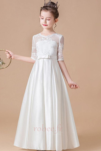 Robe de fille de fleur Ivoire A-ligne Norme Satin Naturel taille - Page 1