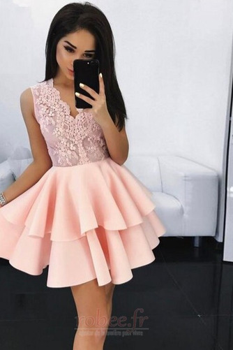 Robe de cocktail Courte Ballon Col en V Foncé A-ligne Naturel taille - Page 5