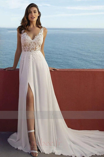 Robe de mariée Vente Médium Sans Manches Sexy Traîne Courte Mousseline - Page 1