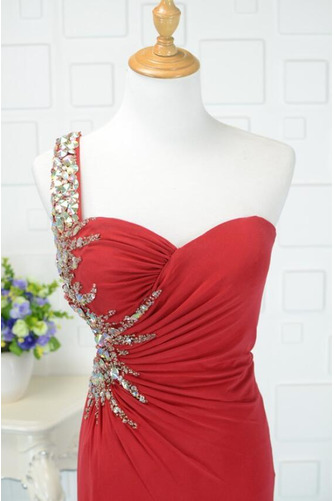 Robe de soirée a ligne Ruché Col Asymétrique Festin Sans Manches - Page 4