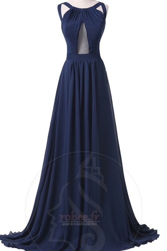 Robe de soirée Col Bateau Mousseline noble A-ligne Fourchure Frontale - Page 4