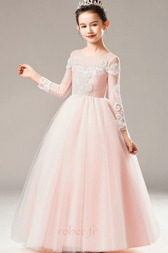 Robe de fille de fleur Manche Longue A-ligne Gaze Longueur Cheville - Page 4