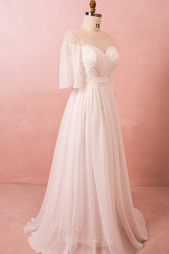 Robe de bal Laçage Naturel taille Elégant Mousseline Col U Profond - Page 5