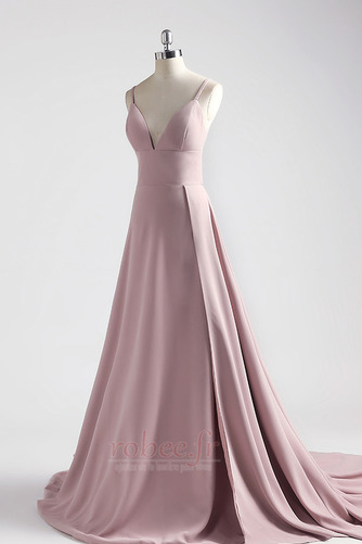 Robe de bal Col en V Foncé Satin Élastique Train de petit A-ligne - Page 8