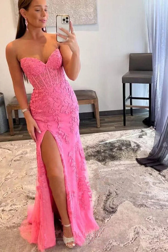 Robe de soirée Tulle Ouverture Frontale Poire Été Longueur au sol - Page 1