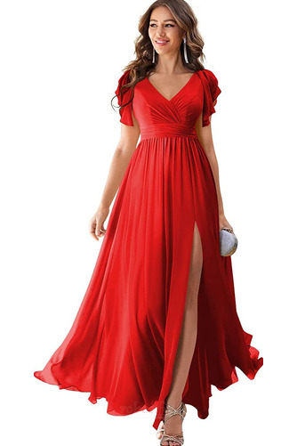 Robe de soirée Vente Laçage Col en V a ligne Manche Lâche Fourchure Frontale - Page 16