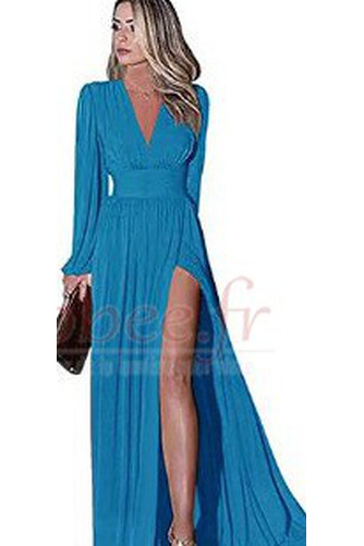 Robe de soirée Col en V Mousseline Manche Longue Naturel taille - Page 9