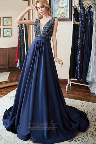 Robe de bal Fourreau Avec Bijoux A-ligne Perle Sans Manches Col en V Foncé - Page 1