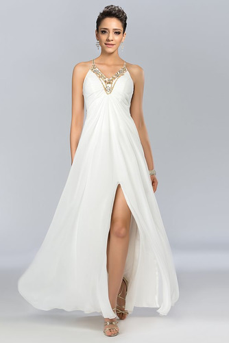 Robe de bal A-ligne Luxueux Chiffon Sans Manches Naturel taille - Page 1