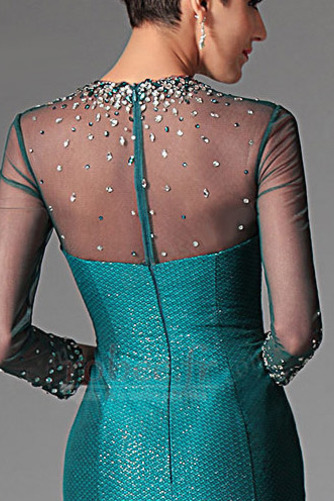 Robe de soirée Longue Manche Aérienne Corsage Avec Bijoux Satin - Page 4