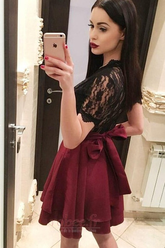 Robe de cocktail Automne Orné de Nœud à Boucle Manche Courte - Page 2