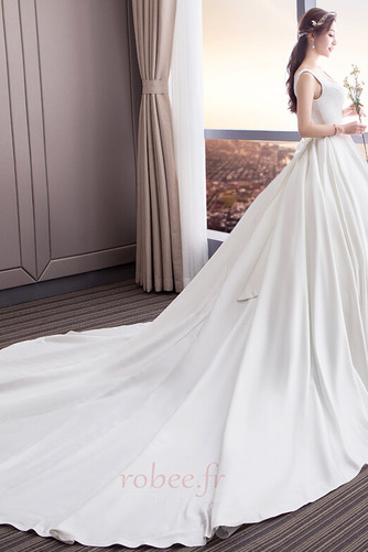 Robe de mariage Satin Nœud à Boucles A-ligne Col Carré Naturel taille - Page 3