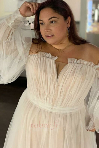 Robe de mariage Rosée épaule Tulle Manche Lâche Jardin Fermeture à glissière - Page 2