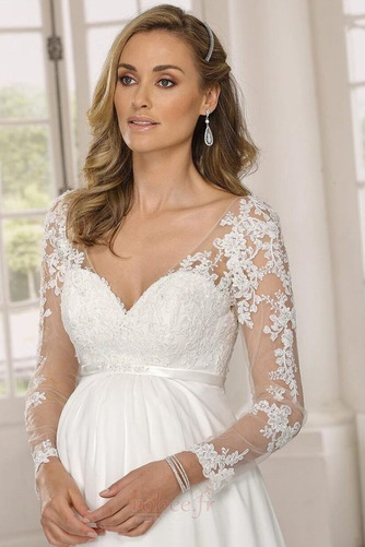 Robe de mariée Col en V Appliquer Manche Aérienne Taille haute - Page 3