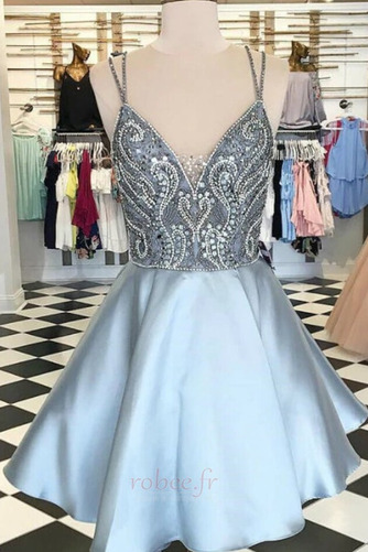 Robe de cocktail mini Soie Sans Manches Dos nu A-ligne Été Luxueux - Page 3