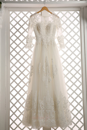 Robe de mariée Manche Longue Elégant A-ligne Rosée épaule Hiver - Page 4