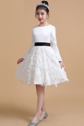 Robe de fille de fleur Soie Médium Manche Longue Col de chemise t - Page 1