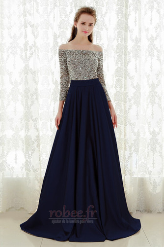 Robe de soirée Satin Élastique A-ligne Manche de T-shirt Train de balayage - Page 7