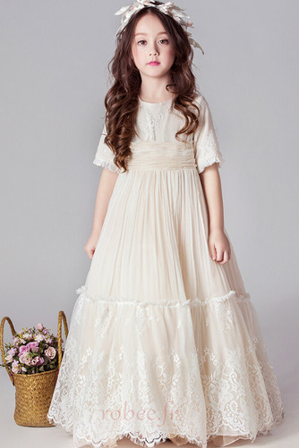 Robe de fille de fleur Longueur Cheville Tulle Fermeture à glissière - Page 1