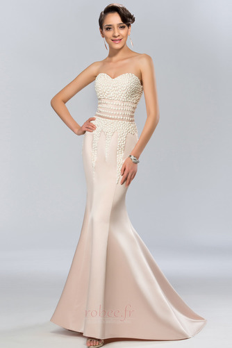 Robe de soirée Perle Col en Cœur Sans Manches Fermeture à glissière - Page 1