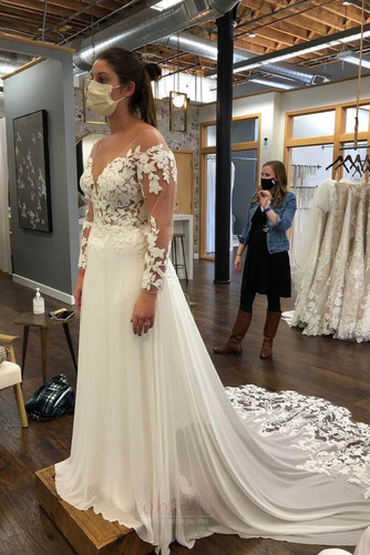 Robe de mariée Manche Longue Décalcomanie Manche Aérienne aligne - Page 1