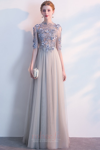 Robe de soirée Tulle Manche de T-shirt Décalcomanie Luxueux Longueur Cheville - Page 1