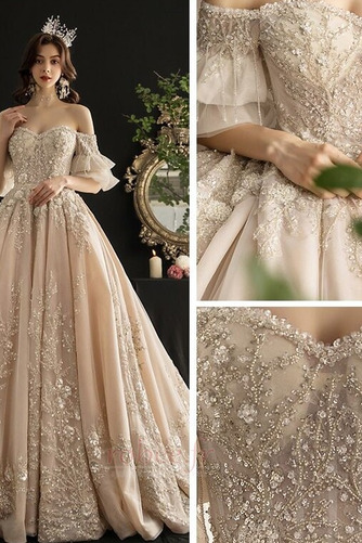 Robe de mariage Tulle aligne Traîne Longue Salle Printemps Fermeture éclair - Page 6