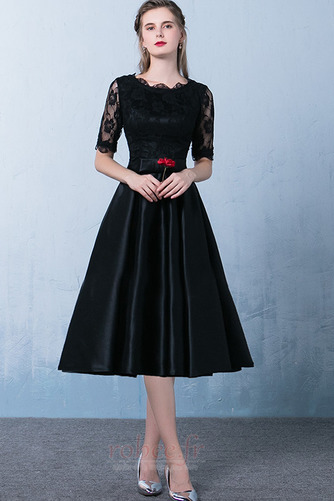 Robe de demoiselle d'honneur noble Longueur Mollet Satin Manche Courte - Page 4