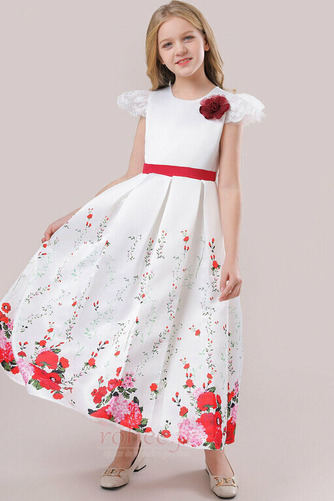 Robe de fille de fleur Naturel taille Drapé A-ligne Col de chemise t - Page 3