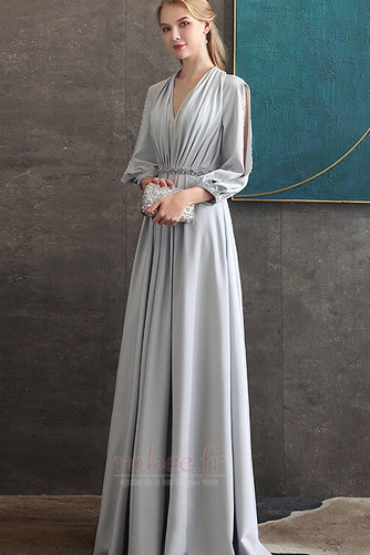 Robe de soirée Col en V Drapé Manche Longue Longueur de plancher - Page 4