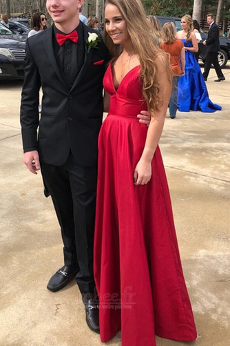 Robe de soirée Bretelles Spaghetti Glissière Naturel taille A-ligne - Page 1