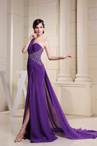 Robe de bal Perle Mousseline Fête a ligne Manche Asymétrique - Page 1