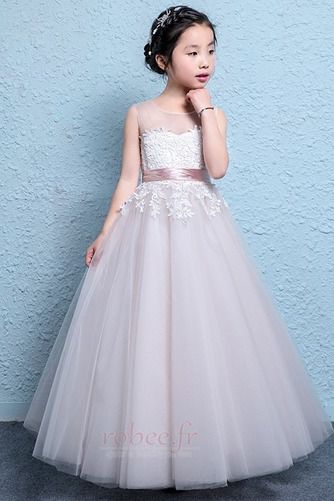 Robe de fille de fleur Tulle Sans Manches Orné de Nœud à Boucle - Page 1