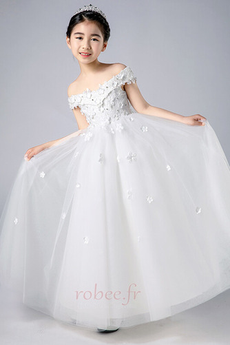 Robe de fille de fleur Rosée épaule Fleurs Médium Mancheron A-ligne - Page 1