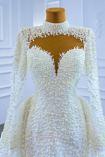Robe de mariée Tulle Longue Mince Corsage Avec Bijoux Salle Col en V Foncé - Page 5