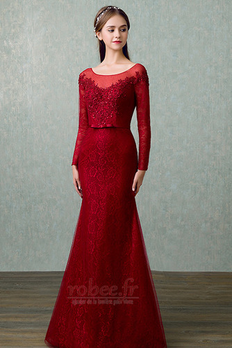 Robe de soirée Tulle Laçage Elégant Hiver Naturel taille Manche Longue - Page 3