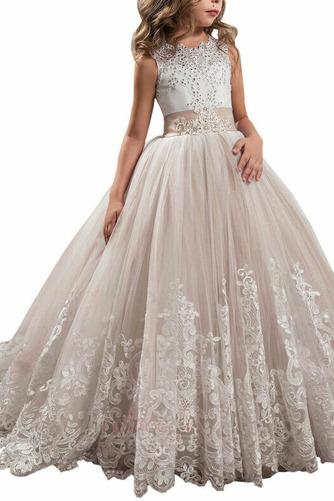 Robe de fille de fleur Dentelle Automne Naturel taille Corsage Avec Bijoux - Page 6