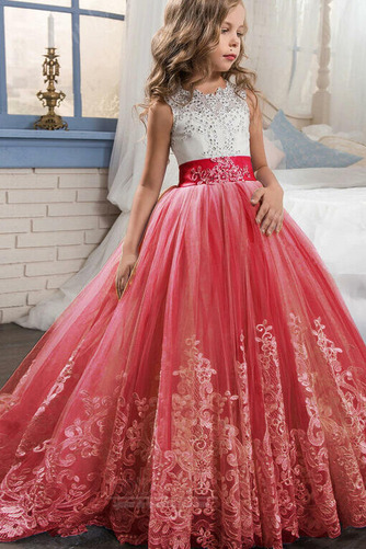 Robe de fille de fleur Dentelle Automne Naturel taille Corsage Avec Bijoux - Page 12