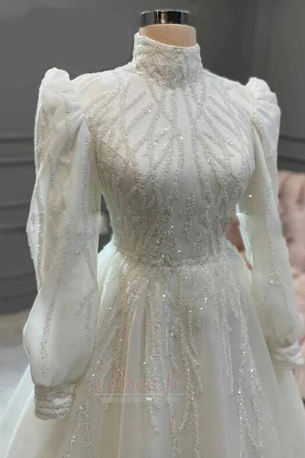 Robe de mariée Manche Longue Naturel taille Norme Corsage Avec Bijoux - Page 2