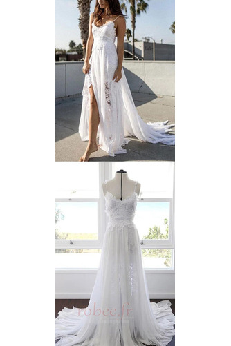 Robe de mariée Dentelle A-ligne Bretelles Spaghetti Fermeture à glissière - Page 3