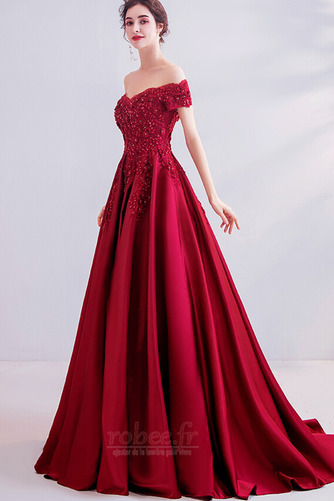 Robe de bal Naturel taille Drapé aligne Traîne Courte Satin Fête - Page 5