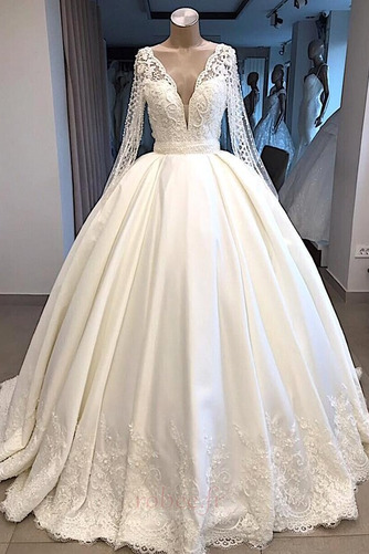 Robe de mariée Manche Aérienne Haut Bas Naturel taille Col en V - Page 4