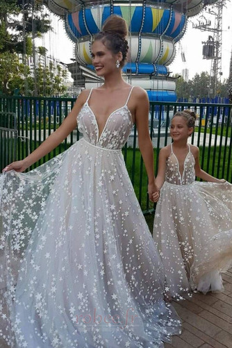 Robe de mariage Bretelles Spaghetti a ligne Été Plage Médium - Page 1