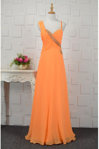 Robe de demoiselle d'honneur Mousseline Col Asymétrique Mariage - Page 1