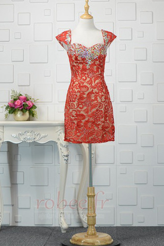 Robe de soirée Chic Glissière Près du corps Rosée épaule Couvert de Dentelle - Page 1