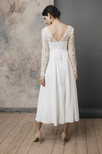 Robe de mariée Dentelle Taille haute Col en V Epurée Manche Longue - Page 2