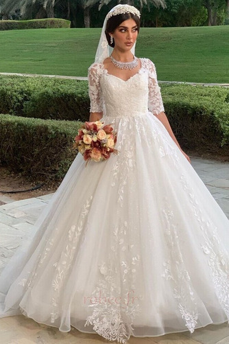 Robe de mariée Tulle Col en V Foncé Chapelle Décalcomanie Longueur de plancher - Page 1