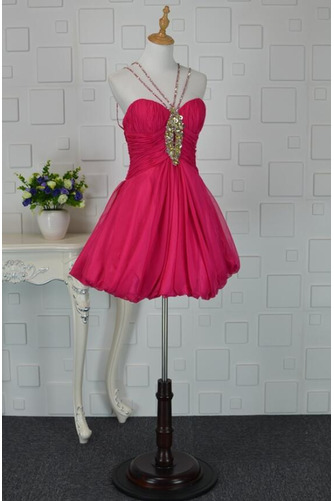 Robe de cocktail Chic A-ligne Chiffon Sans Manches Courte Bretelles Spaghetti - Page 4