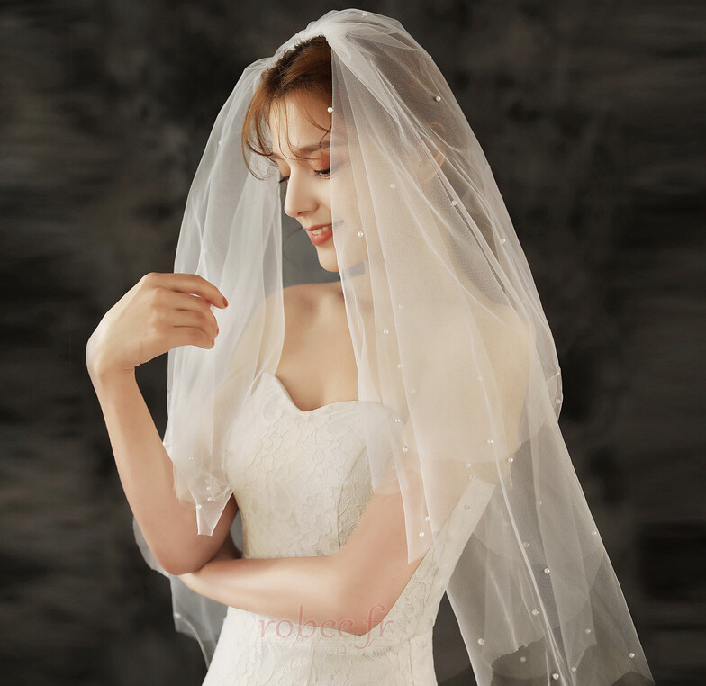 Voile de mariage simple mariée coiffure de mariage studio photo voile double ordre voile de perle 5