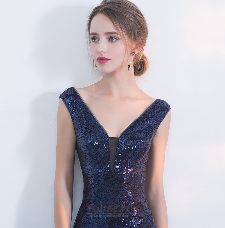 Robe de bal Sirène Col en V Foncé Manquant Col en V Sans Manches 5 Robe de bal Sirène Col en V Foncé Manquant Col en V Sans Manches 5